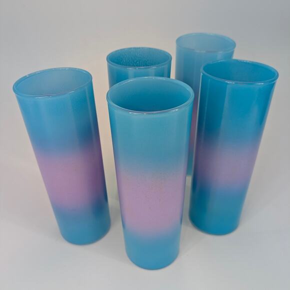 Blendo Bermuda Twist Pitcher Set Blue Purple Glass VTG 1950 Blenko West Virginia - Picture 7 of 10